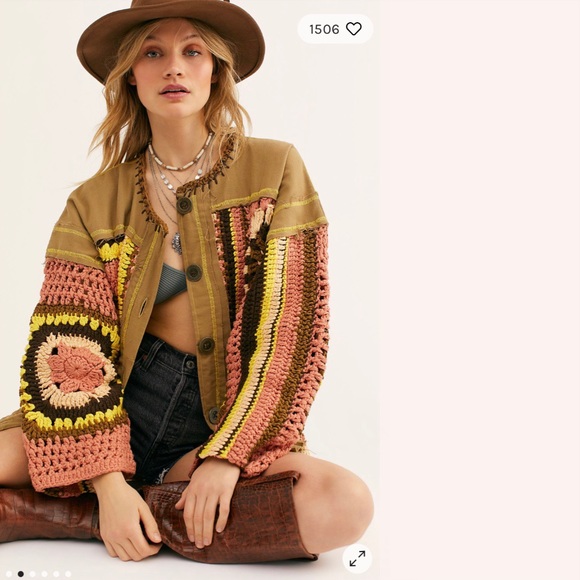 Free people no rain crochet sweater jacket